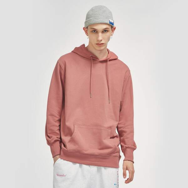 

Men Solid Pocket Front Drawstring Hoodie, Orange