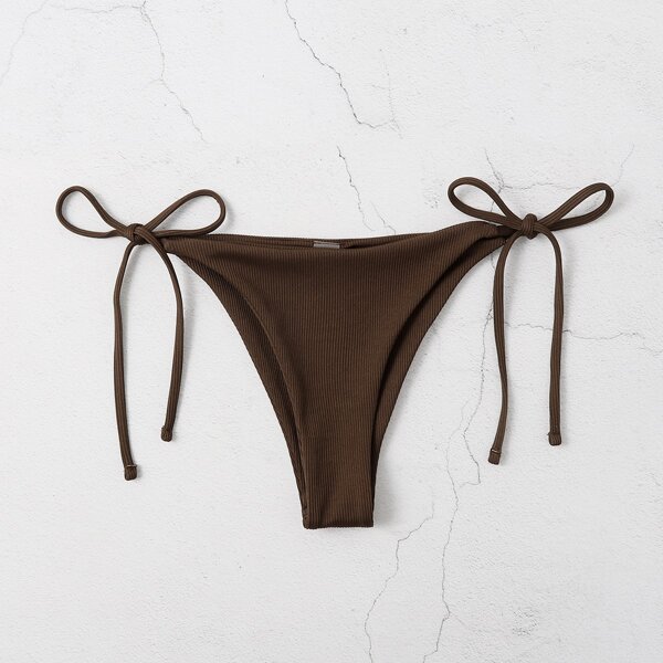 

Rib Tie Side Bikini Panty, Coffee brown