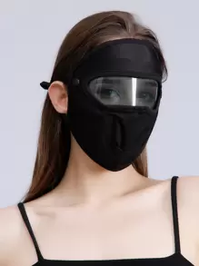 Sun Protection Face Covering With Lens - Black - View 1