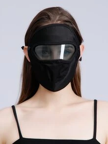 Sun Protection Face Covering With Lens - Black - View 3