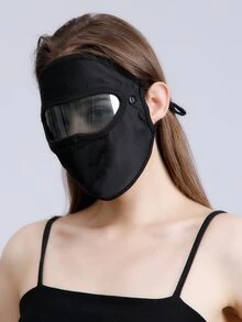Sun Protection Face Covering With Lens - Black - View 4