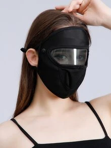 Sun Protection Face Covering With Lens - Black - View 5