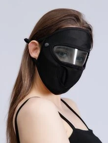 Sun Protection Face Covering With Lens - Black - View 6
