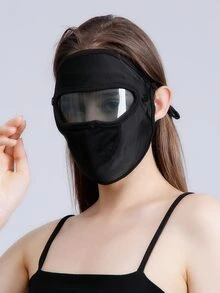 Sun Protection Face Covering With Lens - Black - View 7