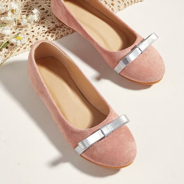 

Girls Bow Decor Ballet Flats, Pink