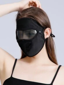 Sun Protection Face Covering With Lens - Black - View 10