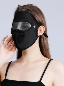 Sun Protection Face Covering With Lens - Black - View 11