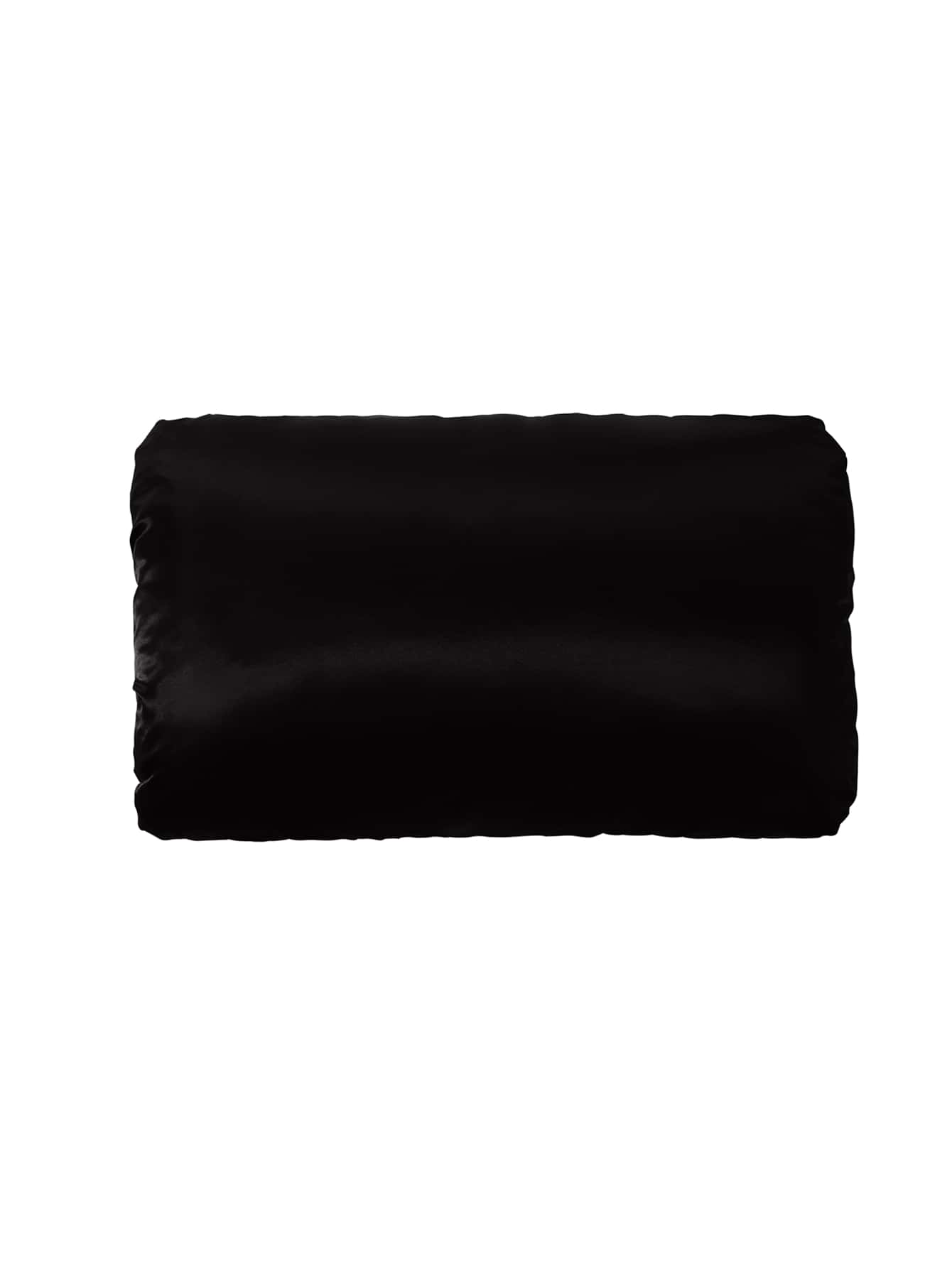 1pair Plain Satin Pillowcase Without Filler - Black - View 5
