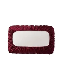 1 cặp áo gối bằng satin trơn không có chất làm đầy - Màu Đỏ Sâu - Xem 3