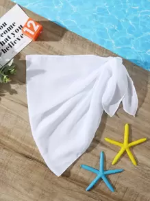 Tween Girl Knot Side Cover Up Skirt - White - View 1