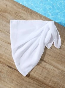 Tween Girl Knot Side Cover Up Skirt - White - View 3