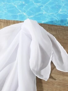 Tween Girl Knot Side Cover Up Skirt - White - View 4