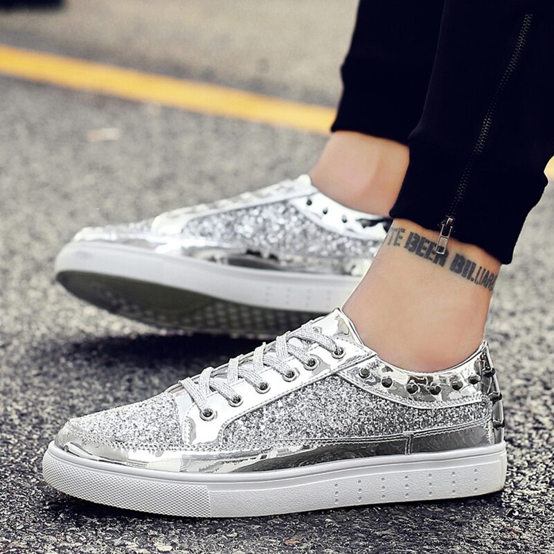 

Guys Glitter Studded Decor Sneakers, Silver