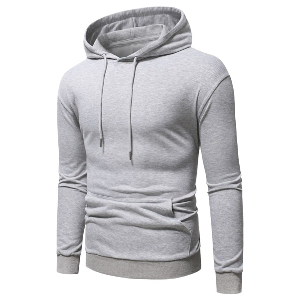 

Men Kangaroo Pocket Drawstring Hoodie, Light grey
