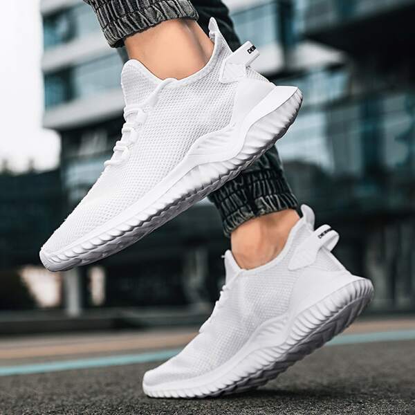 

Men Minimalist Lace Up Front Sneakers, White