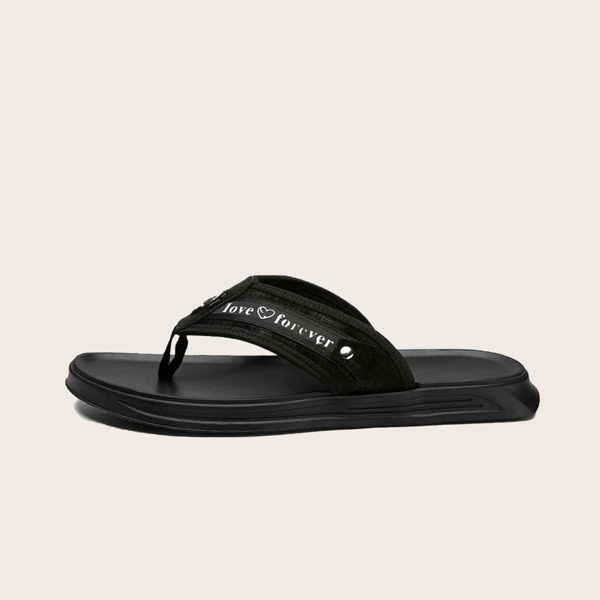 

Men Letter Graphic Thong Sandals, Black