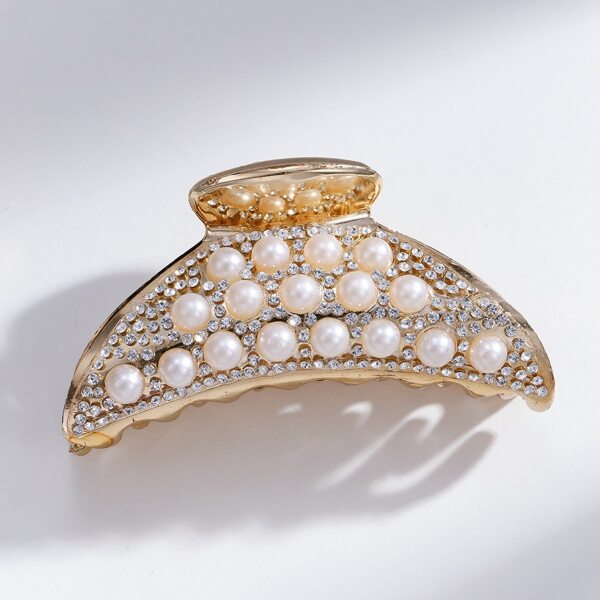 

Faux Pearl Decor Hair Claw, Gold
