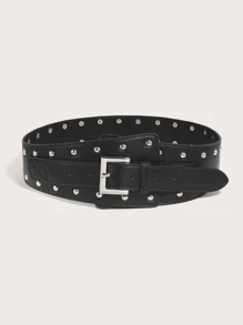 Studded Decor Corset Belt - Black - View 1