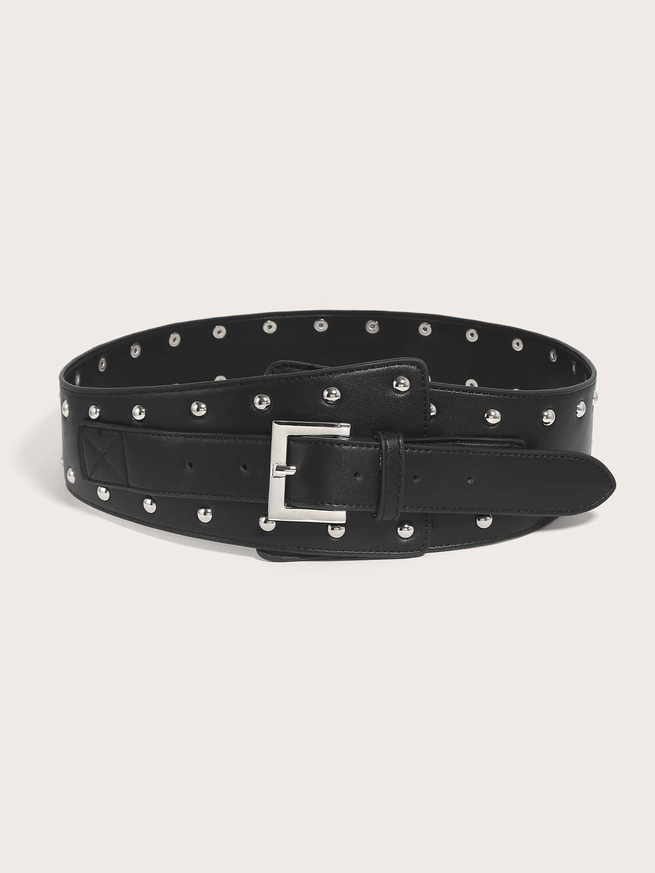 Studded Decor Corset Belt - Black - View 1