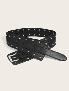 Studded Decor Corset Belt - Black - View 2
