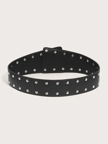 Studded Decor Corset Belt - Black - View 3