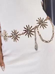 1pc Smile Face Sun Decor Waist Chain, Suitable For Women, European And American Style Vacation - Gold - View 3