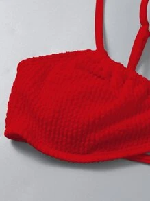 Textured Cut-Out Bikini For Summer Beach - Red - View 5