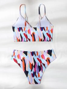 Allover Print Bikini cạp cao đi biển mùa hè - Nhiều màu - Xem 3