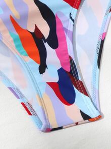 Allover Print Bikini cạp cao đi biển mùa hè - Nhiều màu - Xem 4