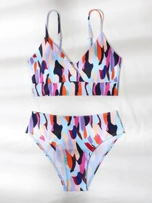 Allover Print Bikini cạp cao đi biển mùa hè - Nhiều màu - Xem 6
