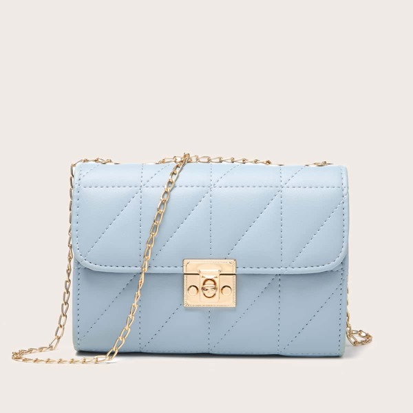 

Quilted Twist Lock Chain Bag, Blue