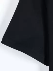 INAWLY Cartoon Bear And Letter Graphic Tee - Black - View 4