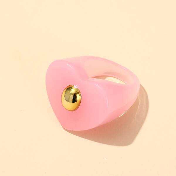 

Heart Detail Resin Ring, Pink