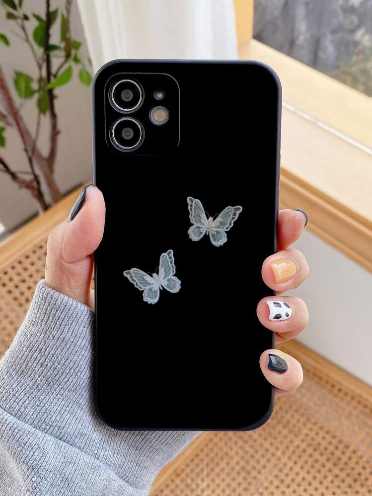 Vỏ in hình bướm tương thích với iPhone - màu đen - Xem 1