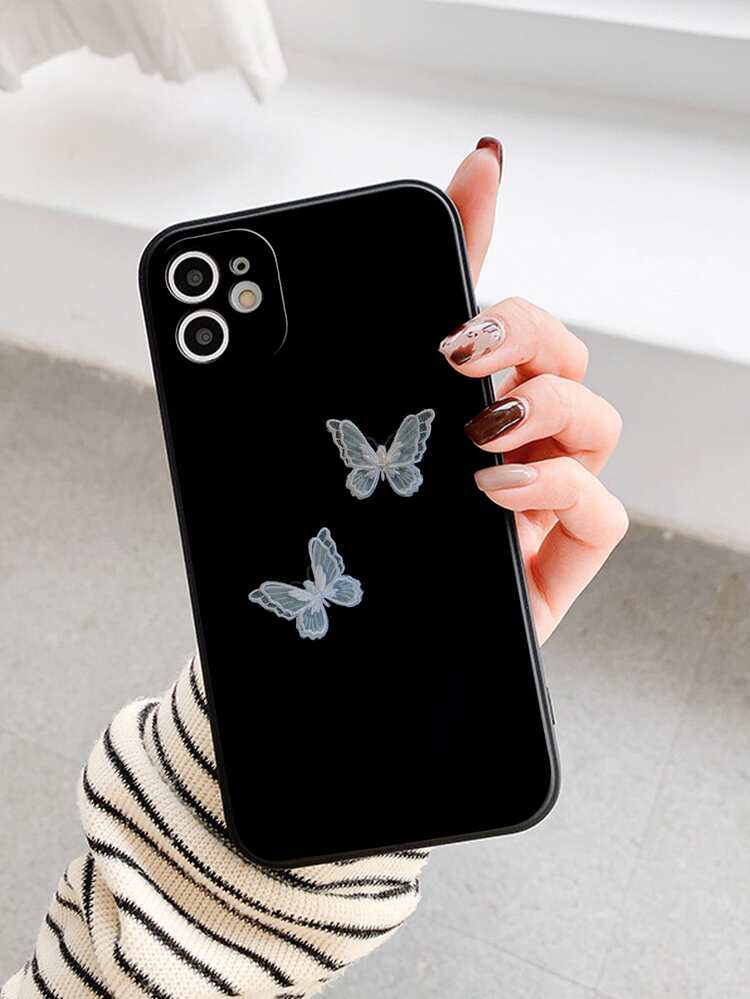 Vỏ in hình bướm tương thích với iPhone - màu đen - Xem 2