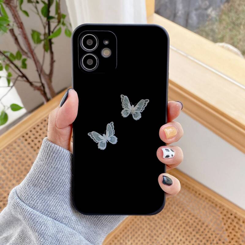 

Butterfly Print iPhone Case, Black