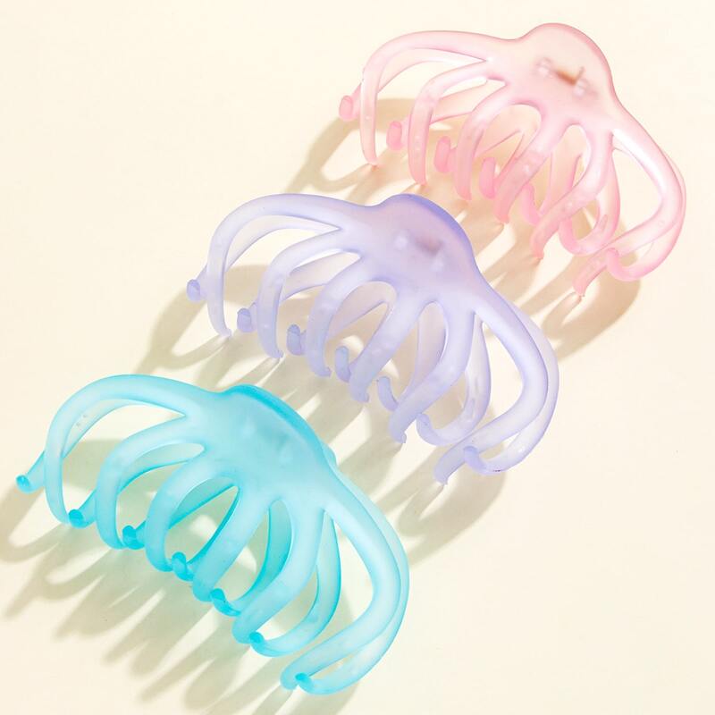 

3pcs Solid Hair Claw, Multicolor