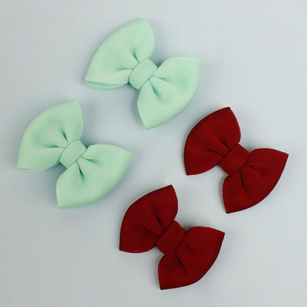 

4pcs Toddler Girls Bow Decor Hair Clip, Multicolor