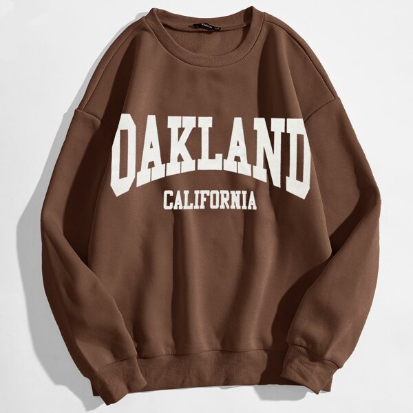 

Letter Graphic Drop Shoulder Pullover, Coffee brown