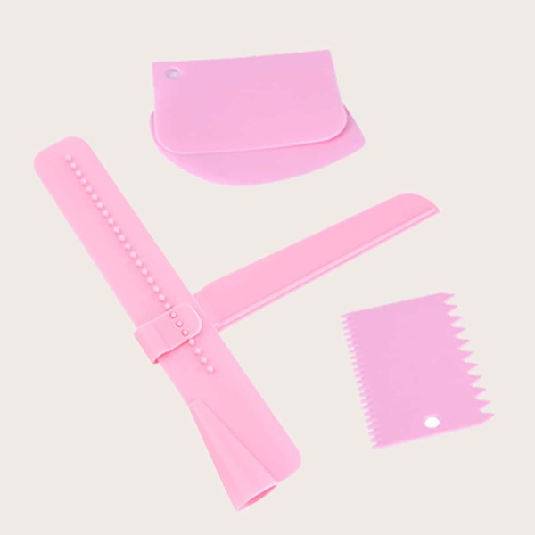 

4pcs Cake Cream Scraper Set, Pink