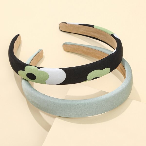 

2pcs Flower Print Headband, Multicolor