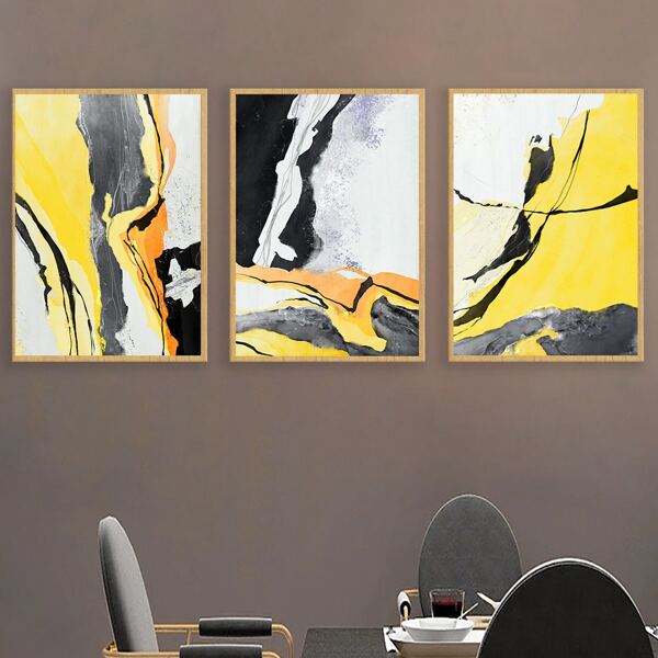 

3pcs Abstract Pattern Unframed Painting, Multicolor
