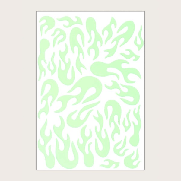 

1sheet Fire Pattern Nail Art Sticker, Green