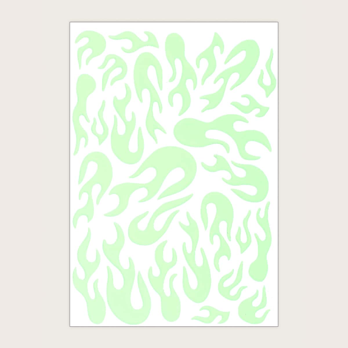 

1sheet Fire Pattern Nail Art Sticker, Green