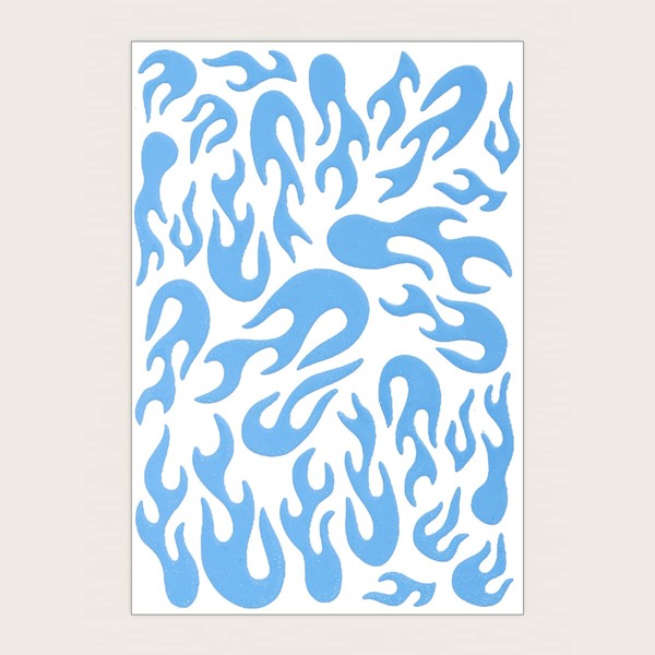 

1sheet Fire Pattern Nail Art Sticker, Blue