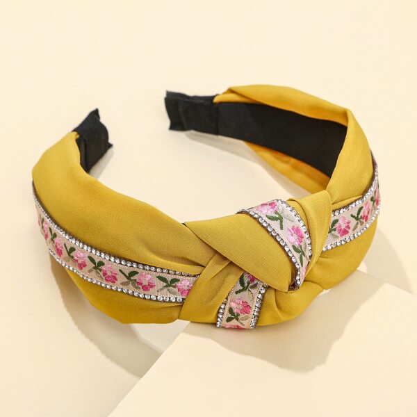 

Rhinestone Decor Flower Embroidered Headband, Multicolor
