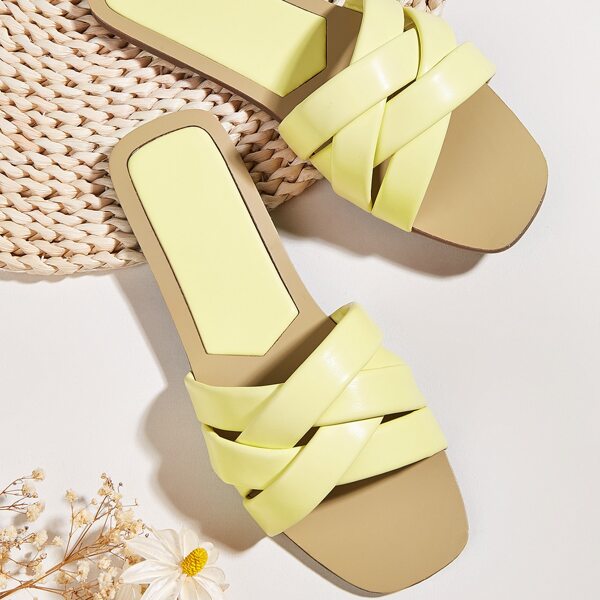 

Minimalist Braided Design Slide Sandals, Yellow