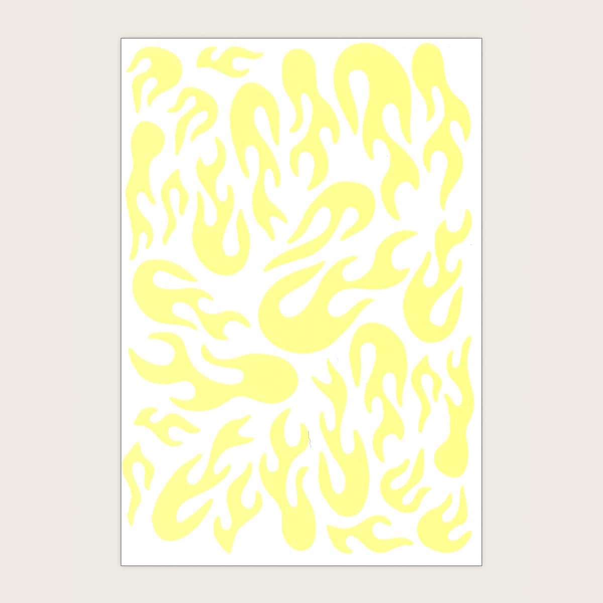 

1sheet Fire Pattern Nail Art Sticker, Yellow