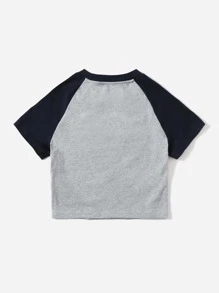 SHEIN EZwear 撞色天使印花T恤 - 淺灰色 - 查看 2