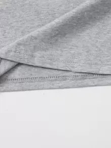 SHEIN EZwear 撞色天使印花T恤 - 淺灰色 - 查看 4